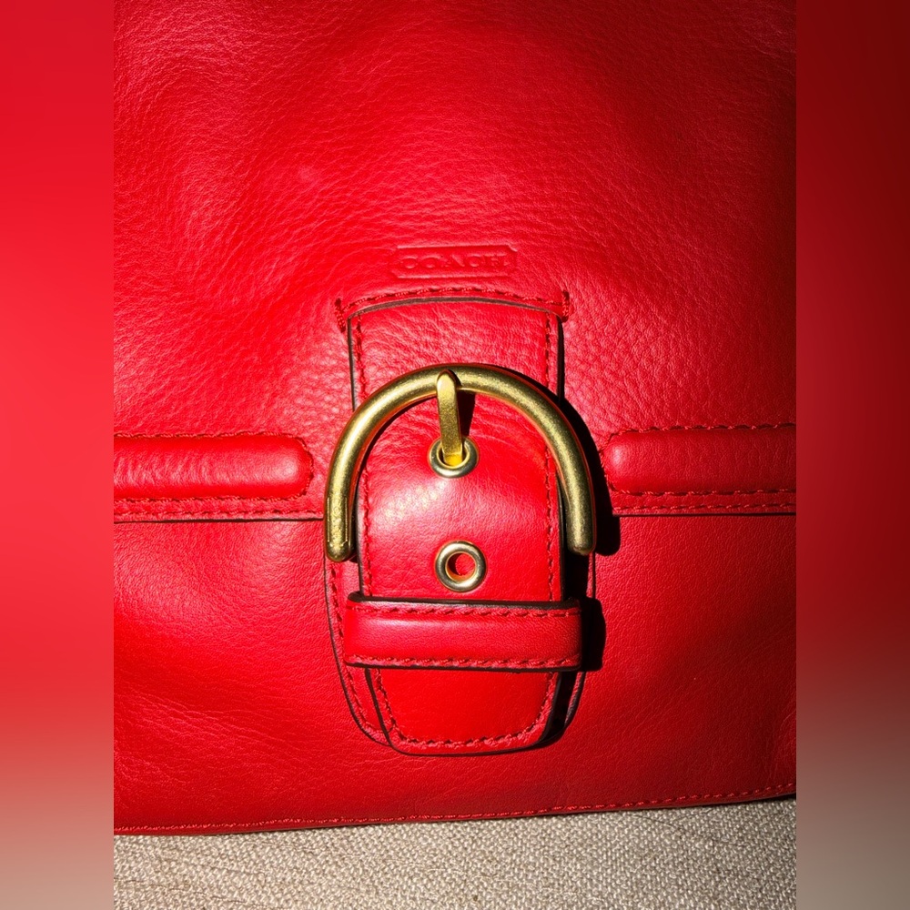 Coach Campbell Legacy Red Leather Handbag Gold Hardware Near New Condition ❤️ - Picture 3 of 15